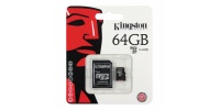 64 GB Kingston Micro SD-memóriakártya + SD adapter, CLASS 10