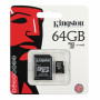 64 GB Kingston Micro SD-memóriakártya + SD adapter, CLASS 10